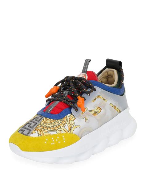 versace white barocco chain reaction sneakers|Versace chain reaction price.